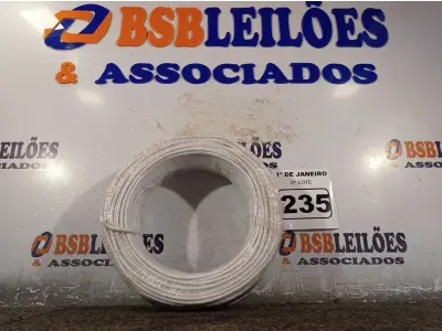 LOTE 235 - 01 ROLO DE CABO FLEXÍVEL 100M 1X4MM NA COR BRANCA(NOVO). (NO ESTADO) ATENÇÃO! FAZER A VISITAÇÃO ANTES DE ARREMATAR, NÃO SABEMOS SE FUNCIONA. LEILÃO NÃO TEM GARANTIA E NEM DEVOLUÇÃO, SUJEITO A POSSÍVEIS AVARIAS VISÍVEIS/OCULTAS E/OU AUSÊNCIA DE COMPONENTES.