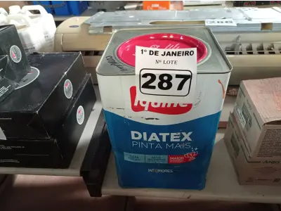 LOTE 287 - 01 LATA DE TINTA IQUINE DIATEX PINTA MAIS 18L NA COR CAMARÃO. (NO ESTADO) ATENÇÃO! FAZER A VISITAÇÃO ANTES DE ARREMATAR, NÃO SABEMOS SE FUNCIONA. LEILÃO NÃO TEM GARANTIA E NEM DEVOLUÇÃO, SUJEITO A POSSÍVEIS AVARIAS VISÍVEIS/OCULTAS E/OU AUSÊNCIA DE COMPONENTES.