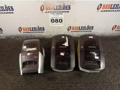 LOTE 080 - 03 IMPRESSORAS DE ETIQUETAS MARCA BROTHER. (NO ESTADO) ATENÇÃO! FAZER A VISITAÇÃO ANTES DE ARREMATAR, NÃO SABEMOS SE FUNCIONA. LEILÃO NÃO TEM GARANTIA E NEM DEVOLUÇÃO, SUJEITO A POSSÍVEIS AVARIAS VISÍVEIS/OCULTAS E/OU AUSÊNCIA DE COMPONENTES.