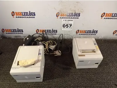 LOTE 057 - 02 IMPRESSORAS DE CUPOM NÃO FISCAL MARCA EPSON COM FONTE. (NO ESTADO) ATENÇÃO! FAZER A VISITAÇÃO ANTES DE ARREMATAR, NÃO SABEMOS SE FUNCIONA. LEILÃO NÃO TEM GARANTIA E NEM DEVOLUÇÃO, SUJEITO A POSSÍVEIS AVARIAS VISÍVEIS/OCULTAS E/OU AUSÊNCIA DE COMPONENTES.