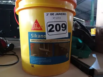 LOTE 209 - 01 ADITIVO PLASTIFICANTE PARA ARGAMASSA DE ACENTAMENTO E REBOCO MARCA SIKANOL ALVENARIA 18LT. (NO ESTADO) ATENÇÃO! FAZER A VISITAÇÃO ANTES DE ARREMATAR, NÃO SABEMOS SE FUNCIONA. LEILÃO NÃO TEM GARANTIA E NEM DEVOLUÇÃO, SUJEITO A POSSÍVEIS AVARIAS VISÍVEIS/OCULTAS E/OU AUSÊNCIA DE COMPONENTES.