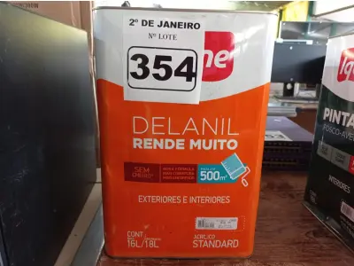 LOTE 354 - 01 LATA DE TINTA IQUINE DELANIL RENDE MUITO 18L FOSCO BASE “M”. (NO ESTADO) ATENÇÃO! FAZER A VISITAÇÃO ANTES DE ARREMATAR, NÃO SABEMOS SE FUNCIONA. LEILÃO NÃO TEM GARANTIA E NEM DEVOLUÇÃO, SUJEITO A POSSÍVEIS AVARIAS VISÍVEIS/OCULTAS E/OU AUSÊNCIA DE COMPONENTES.