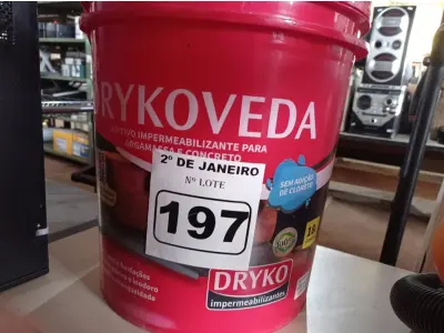 LOTE 197 - 01 ADITIVO IPERMEABILIZANTE PARA ARGAMASSA E CONCRETO MARCA DRIKOVEDA 18L. (NO ESTADO) ATENÇÃO! FAZER A VISITAÇÃO ANTES DE ARREMATAR, NÃO SABEMOS SE FUNCIONA. LEILÃO NÃO TEM GARANTIA E NEM DEVOLUÇÃO, SUJEITO A POSSÍVEIS AVARIAS VISÍVEIS/OCULTAS E/OU AUSÊNCIA DE COMPONENTES.
