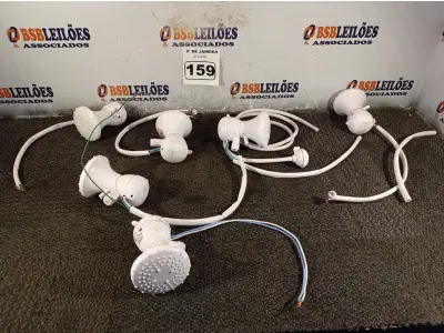 LOTE 159 - 06 CHUVEIROS MARCAS E MODELOS DIVERSOS. (NO ESTADO) ATENÇÃO! FAZER A VISITAÇÃO ANTES DE ARREMATAR, NÃO SABEMOS SE FUNCIONA. LEILÃO NÃO TEM GARANTIA E NEM DEVOLUÇÃO, SUJEITO A POSSÍVEIS AVARIAS VISÍVEIS/OCULTAS E/OU AUSÊNCIA DE COMPONENTES.