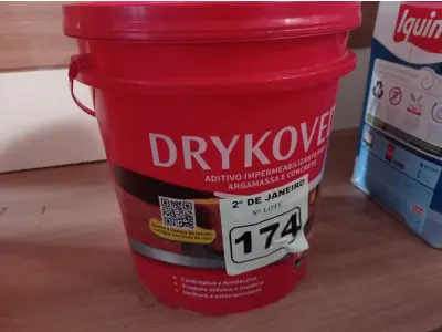 LOTE 174 - 01 ADITIVO IPERMEABILIZANTE PARA ARGAMASSA E CONCRETO MARCA DRIKOVEDA 18L. (NO ESTADO) ATENÇÃO! FAZER A VISITAÇÃO ANTES DE ARREMATAR, NÃO SABEMOS SE FUNCIONA. LEILÃO NÃO TEM GARANTIA E NEM DEVOLUÇÃO, SUJEITO A POSSÍVEIS AVARIAS VISÍVEIS/OCULTAS E/OU AUSÊNCIA DE COMPONENTES.