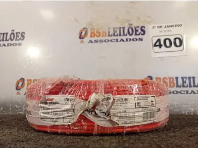 LOTE 400 - 01 ROLO DE CABO FLEXÍVEL 100M 1X4MM NA COR VERMELHO(NOVO). (NO ESTADO) ATENÇÃO! FAZER A VISITAÇÃO ANTES DE ARREMATAR, NÃO SABEMOS SE FUNCIONA. LEILÃO NÃO TEM GARANTIA E NEM DEVOLUÇÃO, SUJEITO A POSSÍVEIS AVARIAS VISÍVEIS/OCULTAS E/OU AUSÊNCIA DE COMPONENTES.