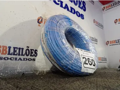 LOTE 260 - 01 ROLO DE CABO FLEXÍVEL 100M 1X10MM NA COR AZUL(NOVO). (NO ESTADO) ATENÇÃO! FAZER A VISITAÇÃO ANTES DE ARREMATAR, NÃO SABEMOS SE FUNCIONA. LEILÃO NÃO TEM GARANTIA E NEM DEVOLUÇÃO, SUJEITO A POSSÍVEIS AVARIAS VISÍVEIS/OCULTAS E/OU AUSÊNCIA DE COMPONENTES.