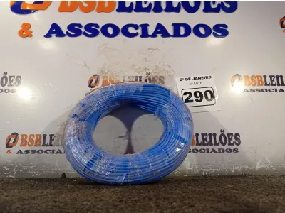 LOTE 290 - 01 ROLO DE CABO FLEXÍVEL 100M 1X4,00MM NA COR AZUL. (NOVO)(NO ESTADO) ATENÇÃO! FAZER A VISITAÇÃO ANTES DE ARREMATAR, NÃO SABEMOS SE FUNCIONA. LEILÃO NÃO TEM GARANTIA E NEM DEVOLUÇÃO, SUJEITO A POSSÍVEIS AVARIAS VISÍVEIS/OCULTAS E/OU AUSÊNCIA DE COMPONENTES.