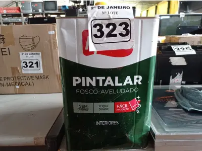 LOTE 323 - 01 LATA DE TINTA IQUINE PINTALAR FOSCO AVELUDADO 18L COR VERDE PISCINA. (NO ESTADO) ATENÇÃO! FAZER A VISITAÇÃO ANTES DE ARREMATAR, NÃO SABEMOS SE FUNCIONA. LEILÃO NÃO TEM GARANTIA E NEM DEVOLUÇÃO, SUJEITO A POSSÍVEIS AVARIAS VISÍVEIS/OCULTAS E/OU AUSÊNCIA DE COMPONENTES.