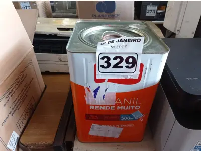 LOTE 329 - 01 LATA DE TINTA IQUINE DELANIL RENDE MUITO 18L BASE “C”. (NO ESTADO) ATENÇÃO! FAZER A VISITAÇÃO ANTES DE ARREMATAR, NÃO SABEMOS SE FUNCIONA. LEILÃO NÃO TEM GARANTIA E NEM DEVOLUÇÃO, SUJEITO A POSSÍVEIS AVARIAS VISÍVEIS/OCULTAS E/OU AUSÊNCIA DE COMPONENTES.