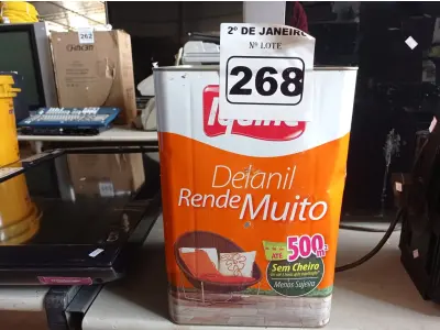LOTE 268 - 01 LATA DE TINTA IQUINE DELANIL RENDE MUITO 18L FOSCO BASE “C”. (NO ESTADO) ATENÇÃO! FAZER A VISITAÇÃO ANTES DE ARREMATAR, NÃO SABEMOS SE FUNCIONA. LEILÃO NÃO TEM GARANTIA E NEM DEVOLUÇÃO, SUJEITO A POSSÍVEIS AVARIAS VISÍVEIS/OCULTAS E/OU AUSÊNCIA DE COMPONENTES.