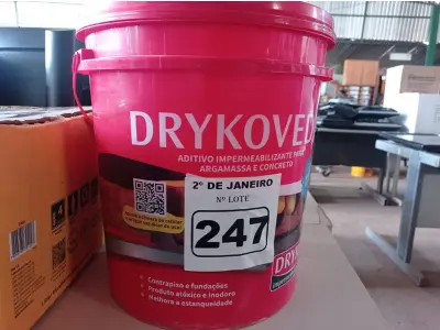 LOTE 247 - 01 ADITIVO IPERMEABILIZANTE PARA ARGAMASSA E CONCRETO MARCA DRIKOVEDA 18L. (NO ESTADO) ATENÇÃO! FAZER A VISITAÇÃO ANTES DE ARREMATAR, NÃO SABEMOS SE FUNCIONA. LEILÃO NÃO TEM GARANTIA E NEM DEVOLUÇÃO, SUJEITO A POSSÍVEIS AVARIAS VISÍVEIS/OCULTAS E/OU AUSÊNCIA DE COMPONENTES.