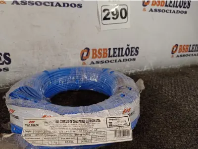 LOTE 290 - 01 ROLO DE CABO FLEXÍVEL 100M 1X4,00MM NA COR AZUL. (NOVO)(NO ESTADO) ATENÇÃO! FAZER A VISITAÇÃO ANTES DE ARREMATAR, NÃO SABEMOS SE FUNCIONA. LEILÃO NÃO TEM GARANTIA E NEM DEVOLUÇÃO, SUJEITO A POSSÍVEIS AVARIAS VISÍVEIS/OCULTAS E/OU AUSÊNCIA DE COMPONENTES.