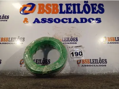 LOTE 190 - 01 ROLO DE CABO FLEXÍVEL 100M 1X4MM NA COR VERDE(NOVO). (NO ESTADO) ATENÇÃO! FAZER A VISITAÇÃO ANTES DE ARREMATAR, NÃO SABEMOS SE FUNCIONA. LEILÃO NÃO TEM GARANTIA E NEM DEVOLUÇÃO, SUJEITO A POSSÍVEIS AVARIAS VISÍVEIS/OCULTAS E/OU AUSÊNCIA DE COMPONENTES.