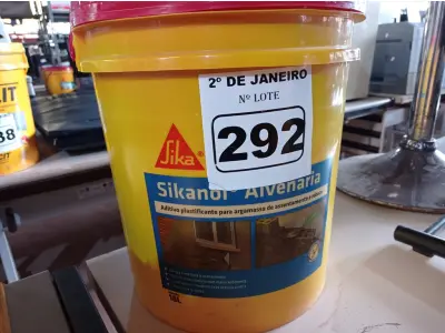 LOTE 292 - 01 ADITIVO PLASTIFICANTE PARA ARGAMASSA DE ACENTAMENTO E REBOCO MARCA SIKANOL ALVENARIA 18LT. (NO ESTADO) ATENÇÃO! FAZER A VISITAÇÃO ANTES DE ARREMATAR, NÃO SABEMOS SE FUNCIONA. LEILÃO NÃO TEM GARANTIA E NEM DEVOLUÇÃO, SUJEITO A POSSÍVEIS AVARIAS VISÍVEIS/OCULTAS E/OU AUSÊNCIA DE COMPONENTES.