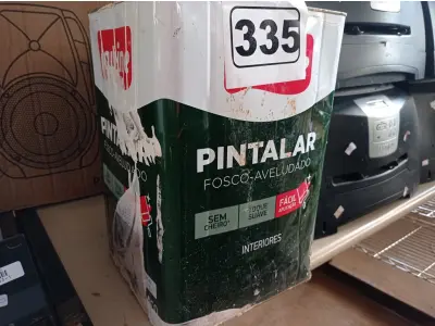 LOTE 335 - 01 LATA DE TINTA IQUINE PINTALAR FOSCO AVELUDADO 18L COR VERDE PISCINA. (NO ESTADO) ATENÇÃO! FAZER A VISITAÇÃO ANTES DE ARREMATAR, NÃO SABEMOS SE FUNCIONA. LEILÃO NÃO TEM GARANTIA E NEM DEVOLUÇÃO, SUJEITO A POSSÍVEIS AVARIAS VISÍVEIS/OCULTAS E/OU AUSÊNCIA DE COMPONENTES.