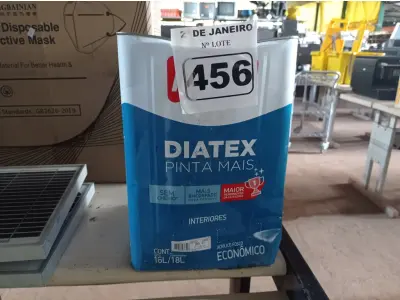 LOTE 456 - 01 LATA DE TINTA IQUINE DIATEX PINTA MAIS 18L FOSCO BASE “P”. (NO ESTADO) ATENÇÃO! FAZER A VISITAÇÃO ANTES DE ARREMATAR, NÃO SABEMOS SE FUNCIONA. LEILÃO NÃO TEM GARANTIA E NEM DEVOLUÇÃO, SUJEITO A POSSÍVEIS AVARIAS VISÍVEIS/OCULTAS E/OU AUSÊNCIA DE COMPONENTES.
