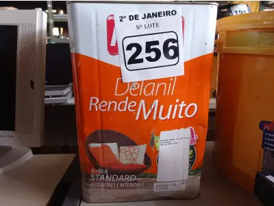 LOTE 256 - 01 LATA DE TINTA IQUINE DELANIL RENDE MUITO 18L BASE “C”. (NO ESTADO) ATENÇÃO! FAZER A VISITAÇÃO ANTES DE ARREMATAR, NÃO SABEMOS SE FUNCIONA. LEILÃO NÃO TEM GARANTIA E NEM DEVOLUÇÃO, SUJEITO A POSSÍVEIS AVARIAS VISÍVEIS/OCULTAS E/OU AUSÊNCIA DE COMPONENTES.