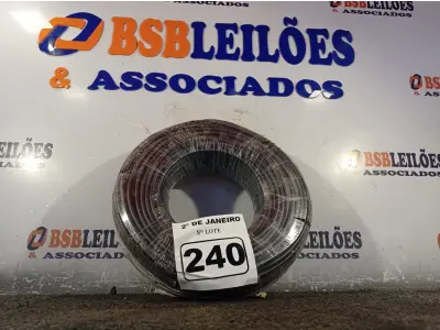 LOTE 240 - 01 ROLO DE CABO FLEXÍVEL 100M 1X10MM NA COR PRETA(NOVO). (NO ESTADO) ATENÇÃO! FAZER A VISITAÇÃO ANTES DE ARREMATAR, NÃO SABEMOS SE FUNCIONA. LEILÃO NÃO TEM GARANTIA E NEM DEVOLUÇÃO, SUJEITO A POSSÍVEIS AVARIAS VISÍVEIS/OCULTAS E/OU AUSÊNCIA DE COMPONENTES.