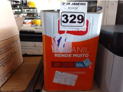 LOTE 329 - 01 LATA DE TINTA IQUINE DELANIL RENDE MUITO 18L BASE “C”. (NO ESTADO) ATENÇÃO! FAZER A VISITAÇÃO ANTES DE ARREMATAR, NÃO SABEMOS SE FUNCIONA. LEILÃO NÃO TEM GARANTIA E NEM DEVOLUÇÃO, SUJEITO A POSSÍVEIS AVARIAS VISÍVEIS/OCULTAS E/OU AUSÊNCIA DE COMPONENTES.