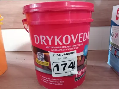 LOTE 174 - 01 ADITIVO IPERMEABILIZANTE PARA ARGAMASSA E CONCRETO MARCA DRIKOVEDA 18L. (NO ESTADO) ATENÇÃO! FAZER A VISITAÇÃO ANTES DE ARREMATAR, NÃO SABEMOS SE FUNCIONA. LEILÃO NÃO TEM GARANTIA E NEM DEVOLUÇÃO, SUJEITO A POSSÍVEIS AVARIAS VISÍVEIS/OCULTAS E/OU AUSÊNCIA DE COMPONENTES.