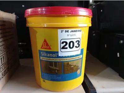 LOTE 203 - 01 ADITIVO PLASTIFICANTE PARA ARGAMASSA DE ACENTAMENTO E REBOCO MARCA SIKANOL ALVENARIA 18LT. (NO ESTADO) ATENÇÃO! FAZER A VISITAÇÃO ANTES DE ARREMATAR, NÃO SABEMOS SE FUNCIONA. LEILÃO NÃO TEM GARANTIA E NEM DEVOLUÇÃO, SUJEITO A POSSÍVEIS AVARIAS VISÍVEIS/OCULTAS E/OU AUSÊNCIA DE COMPONENTES.