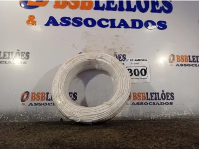 LOTE 300 - 01 ROLO DE CABO FLEXÍVEL 100M 1X4,00MM BRANCO. (NOVO) (NO ESTADO) ATENÇÃO! FAZER A VISITAÇÃO ANTES DE ARREMATAR, NÃO SABEMOS SE FUNCIONA. LEILÃO NÃO TEM GARANTIA E NEM DEVOLUÇÃO, SUJEITO A POSSÍVEIS AVARIAS VISÍVEIS/OCULTAS E/OU AUSÊNCIA DE COMPONENTES.