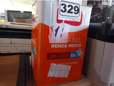 LOTE 329 - 01 LATA DE TINTA IQUINE DELANIL RENDE MUITO 18L BASE “C”. (NO ESTADO) ATENÇÃO! FAZER A VISITAÇÃO ANTES DE ARREMATAR, NÃO SABEMOS SE FUNCIONA. LEILÃO NÃO TEM GARANTIA E NEM DEVOLUÇÃO, SUJEITO A POSSÍVEIS AVARIAS VISÍVEIS/OCULTAS E/OU AUSÊNCIA DE COMPONENTES.