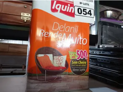 LOTE 054 - 01 LATA DE TINTA IQUINE DELANIL RENDE MUITO 18L BASE “C”. (NO ESTADO) ATENÇÃO! FAZER A VISITAÇÃO ANTES DE ARREMATAR, NÃO SABEMOS SE FUNCIONA. LEILÃO NÃO TEM GARANTIA E NEM DEVOLUÇÃO, SUJEITO A POSSÍVEIS AVARIAS VISÍVEIS/OCULTAS E/OU AUSÊNCIA DE COMPONENTES.