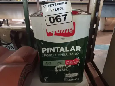 LOTE 067 - 01 LATA DE TINTA IQUINE PINTALAR FOSCO-AVELUDADO 18L NA COR VERDE PISCINA. (NO ESTADO) ATENÇÃO! FAZER A VISITAÇÃO ANTES DE ARREMATAR, NÃO SABEMOS SE FUNCIONA. LEILÃO NÃO TEM GARANTIA E NEM DEVOLUÇÃO, SUJEITO A POSSÍVEIS AVARIAS VISÍVEIS/OCULTAS E/OU AUSÊNCIA DE COMPONENTES.