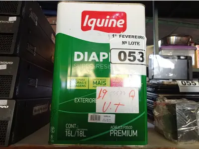 LOTE 053 - 01 LATA DE TINTA IQUINE DIAPISO SUPER RESISTENTE 18L NA COR VERMELHA. (NO ESTADO) ATENÇÃO! FAZER A VISITAÇÃO ANTES DE ARREMATAR, NÃO SABEMOS SE FUNCIONA. LEILÃO NÃO TEM GARANTIA E NEM DEVOLUÇÃO, SUJEITO A POSSÍVEIS AVARIAS VISÍVEIS/OCULTAS E/OU AUSÊNCIA DE COMPONENTES.