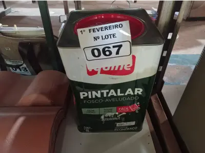 LOTE 067 - 01 LATA DE TINTA IQUINE PINTALAR FOSCO-AVELUDADO 18L NA COR VERDE PISCINA. (NO ESTADO) ATENÇÃO! FAZER A VISITAÇÃO ANTES DE ARREMATAR, NÃO SABEMOS SE FUNCIONA. LEILÃO NÃO TEM GARANTIA E NEM DEVOLUÇÃO, SUJEITO A POSSÍVEIS AVARIAS VISÍVEIS/OCULTAS E/OU AUSÊNCIA DE COMPONENTES.