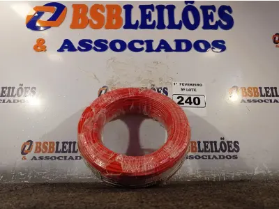 LOTE 240 - 01 ROLO DE CABO FLEXÍVEL 100M 1X4MM NA COR VERMELHA(NOVO). (NO ESTADO) ATENÇÃO! FAZER A VISITAÇÃO ANTES DE ARREMATAR, NÃO SABEMOS SE FUNCIONA. LEILÃO NÃO TEM GARANTIA E NEM DEVOLUÇÃO, SUJEITO A POSSÍVEIS AVARIAS VISÍVEIS/OCULTAS E/OU AUSÊNCIA DE COMPONENTES.