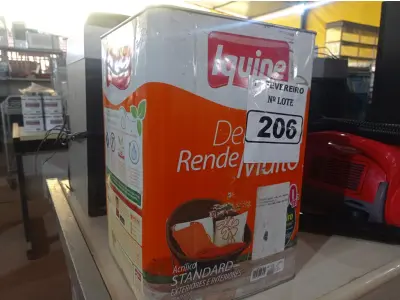 LOTE 206 - 01 LATA DE TINTA IQUINE DELANIL RENDE MUITO 18L FOSCO BASE “C”. (NO ESTADO) ATENÇÃO! FAZER A VISITAÇÃO ANTES DE ARREMATAR, NÃO SABEMOS SE FUNCIONA. LEILÃO NÃO TEM GARANTIA E NEM DEVOLUÇÃO, SUJEITO A POSSÍVEIS AVARIAS VISÍVEIS/OCULTAS E/OU AUSÊNCIA DE COMPONENTES.