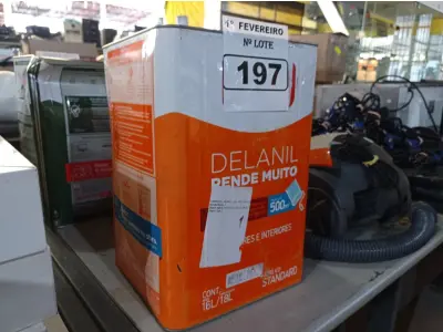 LOTE 197 - 01 LATA DE TINTA IQUINE DELANIL RENDE MUITO 18L FOSCO BASE “C”. (NO ESTADO) ATENÇÃO! FAZER A VISITAÇÃO ANTES DE ARREMATAR, NÃO SABEMOS SE FUNCIONA. LEILÃO NÃO TEM GARANTIA E NEM DEVOLUÇÃO, SUJEITO A POSSÍVEIS AVARIAS VISÍVEIS/OCULTAS E/OU AUSÊNCIA DE COMPONENTES.