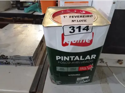 LOTE 314 - 01 LATA DE TINTA IQUINE PINTALAR FOSCO-AVELUDADO 18L NA COR PÊSSEGO. (NO ESTADO) ATENÇÃO! FAZER A VISITAÇÃO ANTES DE ARREMATAR, NÃO SABEMOS SE FUNCIONA. LEILÃO NÃO TEM GARANTIA E NEM DEVOLUÇÃO, SUJEITO A POSSÍVEIS AVARIAS VISÍVEIS/OCULTAS E/OU AUSÊNCIA DE COMPONENTES.