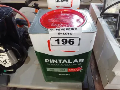 LOTE 196 - 01 LATA DE TINTA IQUINE PINTALAR FOSCO-AVELUDADO 18L NA COR VERDE PISCINA. (NO ESTADO) ATENÇÃO! FAZER A VISITAÇÃO ANTES DE ARREMATAR, NÃO SABEMOS SE FUNCIONA. LEILÃO NÃO TEM GARANTIA E NEM DEVOLUÇÃO, SUJEITO A POSSÍVEIS AVARIAS VISÍVEIS/OCULTAS E/OU AUSÊNCIA DE COMPONENTES.