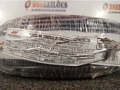 LOTE 260 - 01 ROLO DE CABO FLEXÍVEL 100M 1X10MM NA COR PRETA(NOVO). (NO ESTADO) ATENÇÃO! FAZER A VISITAÇÃO ANTES DE ARREMATAR, NÃO SABEMOS SE FUNCIONA. LEILÃO NÃO TEM GARANTIA E NEM DEVOLUÇÃO, SUJEITO A POSSÍVEIS AVARIAS VISÍVEIS/OCULTAS E/OU AUSÊNCIA DE COMPONENTES.