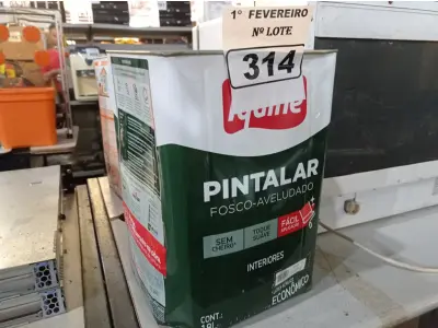 LOTE 314 - 01 LATA DE TINTA IQUINE PINTALAR FOSCO-AVELUDADO 18L NA COR PÊSSEGO. (NO ESTADO) ATENÇÃO! FAZER A VISITAÇÃO ANTES DE ARREMATAR, NÃO SABEMOS SE FUNCIONA. LEILÃO NÃO TEM GARANTIA E NEM DEVOLUÇÃO, SUJEITO A POSSÍVEIS AVARIAS VISÍVEIS/OCULTAS E/OU AUSÊNCIA DE COMPONENTES.