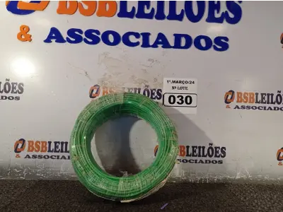 LOTE 030 - 01 ROLO DE CABO FLEXÍVEL 100M 1X4MM NA COR VERDE (NOVO). (NO ESTADO) ATENÇÃO! FAZER A VISITAÇÃO ANTES DE ARREMATAR, NÃO SABEMOS SE FUNCIONA. LEILÃO NÃO TEM GARANTIA E NEM DEVOLUÇÃO, SUJEITO A POSSÍVEIS AVARIAS VISÍVEIS/OCULTAS E/OU AUSÊNCIA DE COMPONENTES.