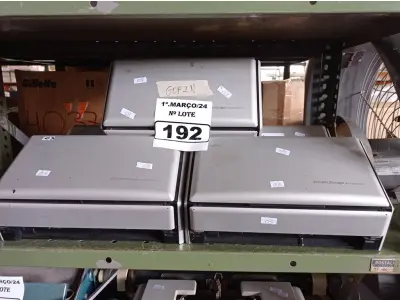 LOTE 192 - 05 SCANNER MARCAS FUJITSU. (NO ESTADO) ATENÇÃO! FAZER A VISITAÇÃO ANTES DE ARREMATAR, NÃO SABEMOS SE FUNCIONA. LEILÃO NÃO TEM GARANTIA E NEM DEVOLUÇÃO, SUJEITO A POSSÍVEIS AVARIAS VISÍVEIS/OCULTAS E/OU AUSÊNCIA DE COMPONENTES.