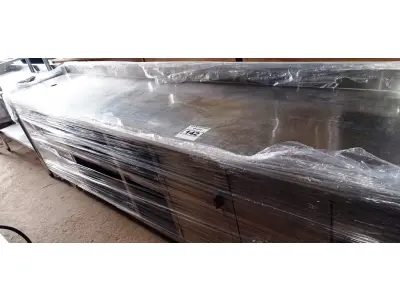LOTE 142 - 01 BALCÃO SECO COM ESPELHO EM AÇO INOX 05 PORTAS, MEDINDO 308CMX61CM. (NO ESTADO, NÃO SABEMOS SE FUNCIONA. LEILÃO NÃO TEM GARANTIA E NEM DEVOLUÇÃO).