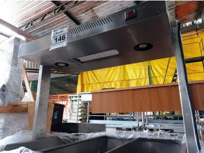 LOTE 146 - 01 AQUECEDOR DE BATATAS/SALGADOS INDUSTRIAL EM AÇO INOX COM 03 BOJOS PARA FEST FOOD. (NO ESTADO, NÃO SABEMOS SE FUNCIONA. LEILÃO NÃO TEM GARANTIA E NEM DEVOLUÇÃO).