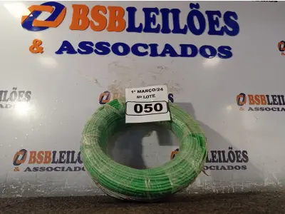 LOTE 050 - 01 ROLO DE CABO FLEXÍVEL 100M 1X4MM NA COR VERDE (NOVO). (NO ESTADO) ATENÇÃO! FAZER A VISITAÇÃO ANTES DE ARREMATAR, NÃO SABEMOS SE FUNCIONA. LEILÃO NÃO TEM GARANTIA E NEM DEVOLUÇÃO, SUJEITO A POSSÍVEIS AVARIAS VISÍVEIS/OCULTAS E/OU AUSÊNCIA DE COMPONENTES.