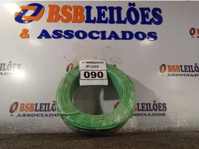 LOTE 090 - 01 ROLO DE CABO FLEXÍVEL 100M 1X4MM NA COR VERDE (NOVO). (NO ESTADO) ATENÇÃO! FAZER A VISITAÇÃO ANTES DE ARREMATAR, NÃO SABEMOS SE FUNCIONA. LEILÃO NÃO TEM GARANTIA E NEM DEVOLUÇÃO, SUJEITO A POSSÍVEIS AVARIAS VISÍVEIS/OCULTAS E/OU AUSÊNCIA DE COMPONENTES.