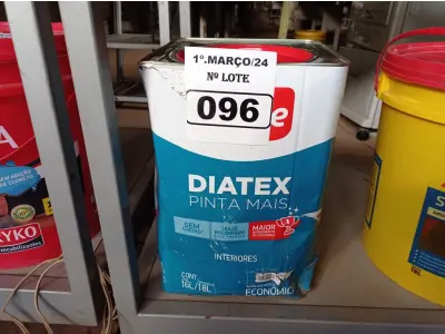 LOTE 096 - 01 LATA DE TINTA IQUINE DIATEX PINTA MAIS 18L FOSCO AVELUDADO COR MARFIM. (NO ESTADO) ATENÇÃO! FAZER A VISITAÇÃO ANTES DE ARREMATAR, NÃO SABEMOS SE FUNCIONA. LEILÃO NÃO TEM GARANTIA E NEM DEVOLUÇÃO, SUJEITO A POSSÍVEIS AVARIAS VISÍVEIS/OCULTAS E/OU AUSÊNCIA DE COMPONENTES.