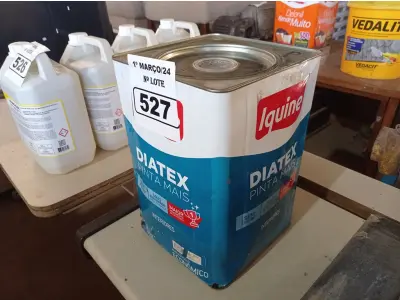 LOTE 527 - 01 LATA DE TINTA IQUINE DIATEX PINTA MAIS 18L FOSCO BASE “P”. (NO ESTADO) ATENÇÃO! FAZER A VISITAÇÃO ANTES DE ARREMATAR, NÃO SABEMOS SE FUNCIONA. LEILÃO NÃO TEM GARANTIA E NEM DEVOLUÇÃO, SUJEITO A POSSÍVEIS AVARIAS VISÍVEIS/OCULTAS E/OU AUSÊNCIA DE COMPONENTES.
