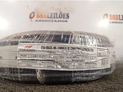 LOTE 240 - 01 ROLO DE CABO FLEXÍVEL 100M 1X10MM NA COR PRETA (NOVO). (NO ESTADO) ATENÇÃO! FAZER A VISITAÇÃO ANTES DE ARREMATAR, NÃO SABEMOS SE FUNCIONA. LEILÃO NÃO TEM GARANTIA E NEM DEVOLUÇÃO, SUJEITO A POSSÍVEIS AVARIAS VISÍVEIS/OCULTAS E/OU AUSÊNCIA DE COMPONENTES.