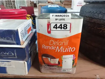 LOTE 448 - 01 LATA DE TINTA IQUINE DELANIL RENDE MUITO 18L FOSCO BASE “C”. (NO ESTADO) ATENÇÃO! FAZER A VISITAÇÃO ANTES DE ARREMATAR, NÃO SABEMOS SE FUNCIONA. LEILÃO NÃO TEM GARANTIA E NEM DEVOLUÇÃO, SUJEITO A POSSÍVEIS AVARIAS VISÍVEIS/OCULTAS E/OU AUSÊNCIA DE COMPONENTES.