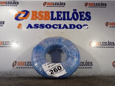 LOTE 260 - 01 ROLO DE CABO FLEXÍVEL 100M 1X10MM NA COR AZUL (NOVO). (NO ESTADO) ATENÇÃO! FAZER A VISITAÇÃO ANTES DE ARREMATAR, NÃO SABEMOS SE FUNCIONA. LEILÃO NÃO TEM GARANTIA E NEM DEVOLUÇÃO, SUJEITO A POSSÍVEIS AVARIAS VISÍVEIS/OCULTAS E/OU AUSÊNCIA DE COMPONENTES.
